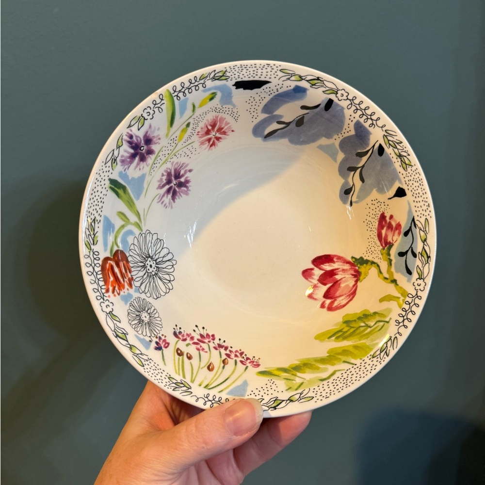 FAIENCERIE DE GIEN Flora floral coupe cereal bowl, Made in France